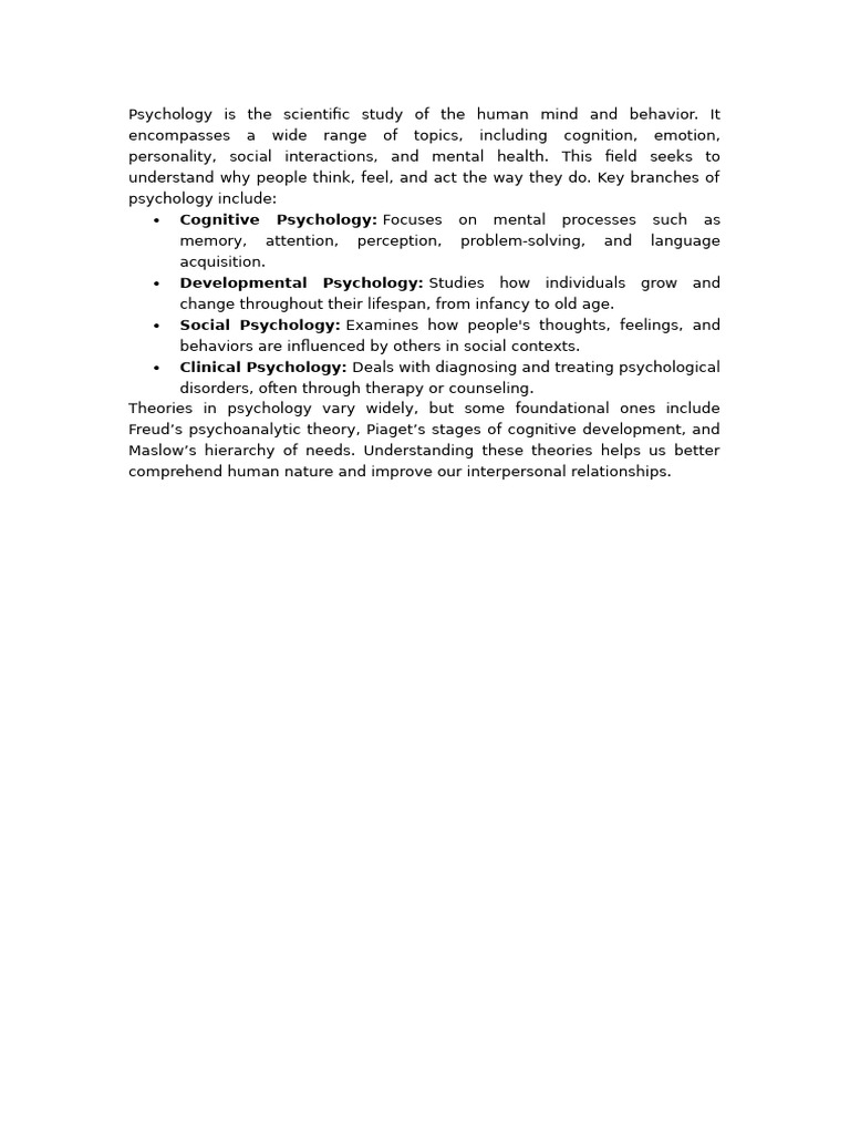 Overview of Psychology and Its Branches | PDF