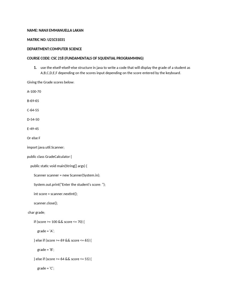 Csc 218 Assignment | PDF