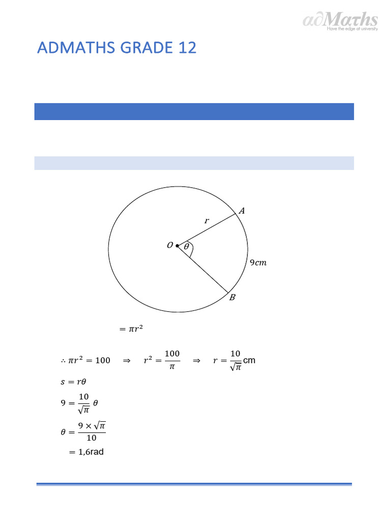 A23 e Application of Radians EX MEMO | PDF | Area | Euclidean Geometry