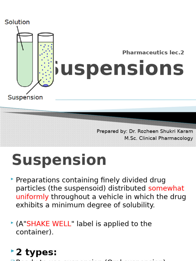 Pharmaceutic Lec. 2 Theory | PDF | Suspension (Chemistry) | Colloid