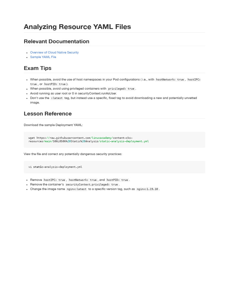 1623084164431-1051 - S06L06 Analyzing Resource YAML Files | PDF