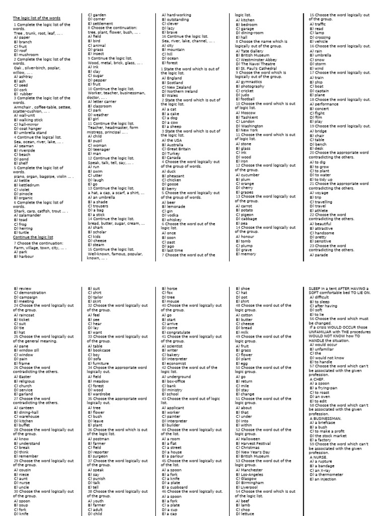 The logic list of the words | PDF