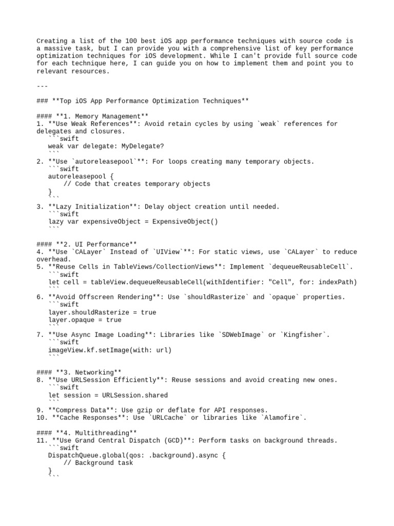 iOS - The Best Techniques To Optimize App Performance | PDF ...