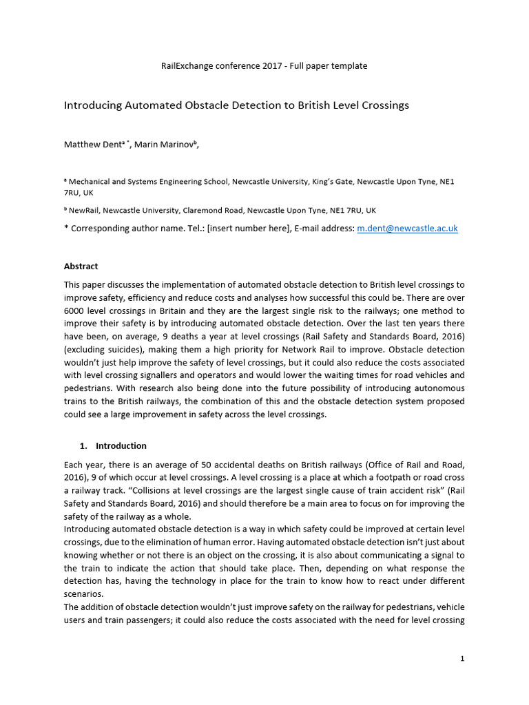 Automated Obstacle Detection for Level Crossings | PDF | Thermography ...