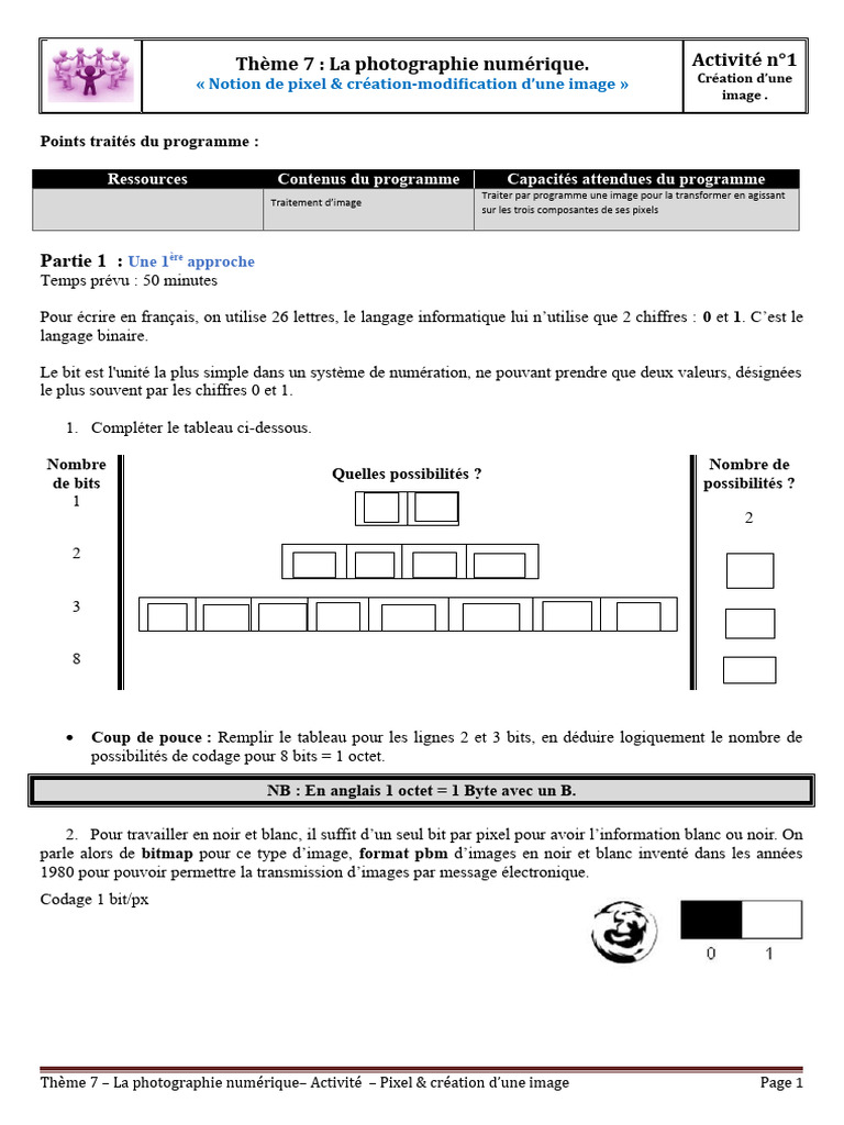Création d'images en format PBM | PDF | Image numérique | Imagerie