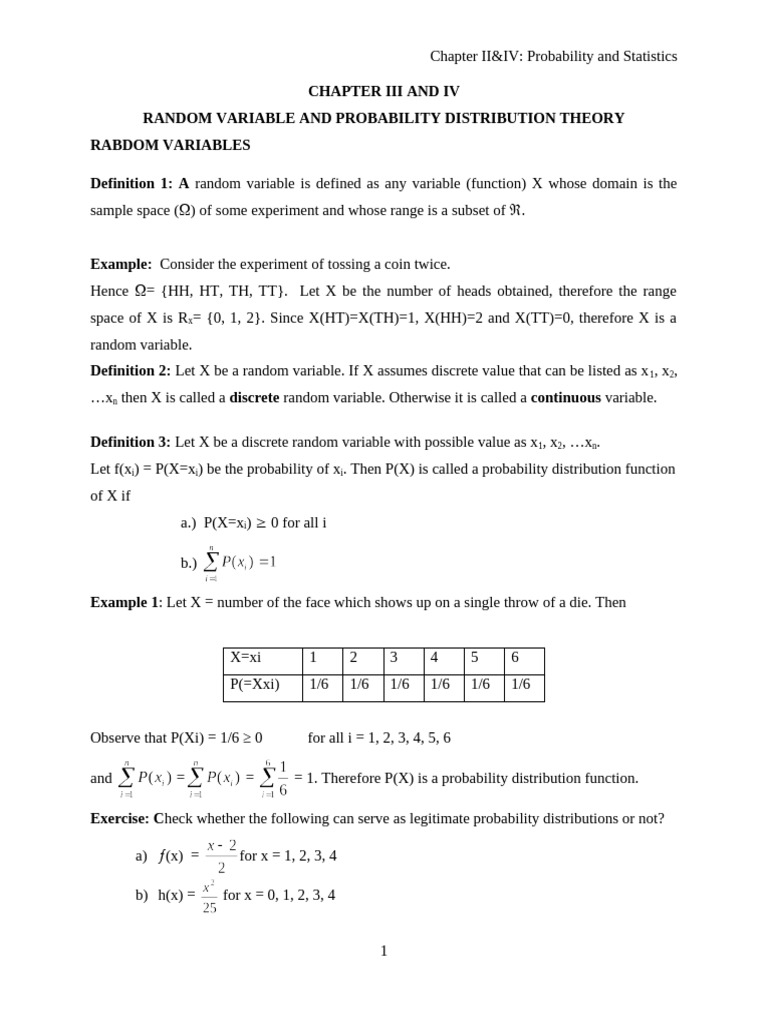 Random Variables and Probability Distributions | PDF | Normal ...