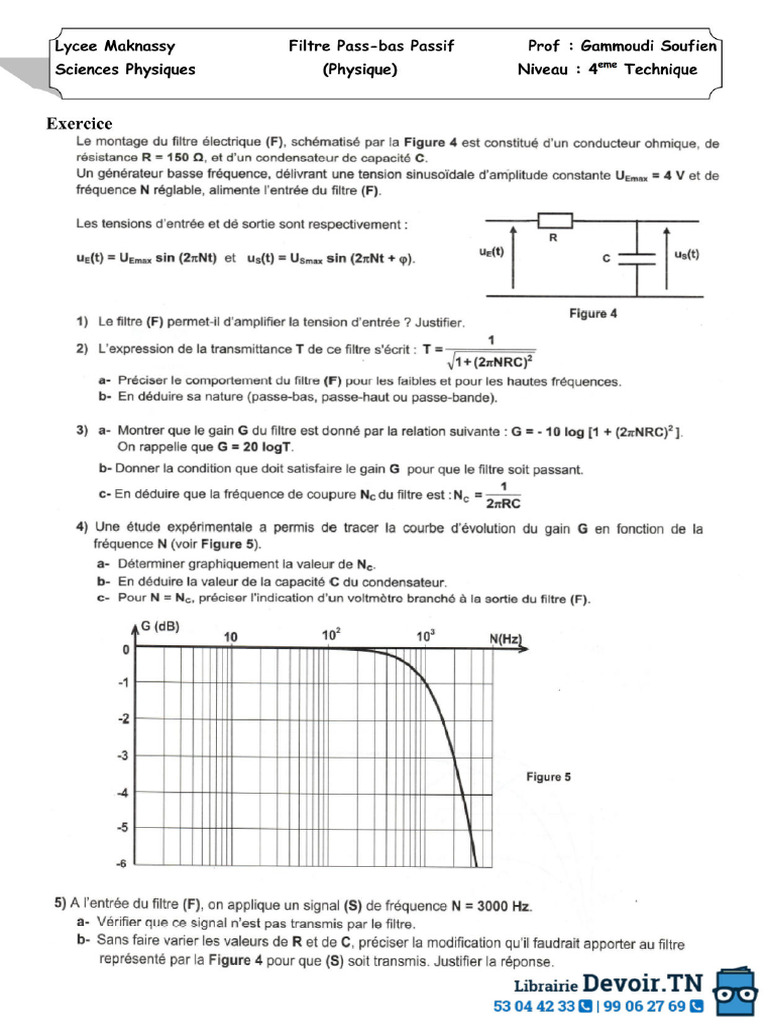 Filtre Passif: Exercice Pratique | PDF