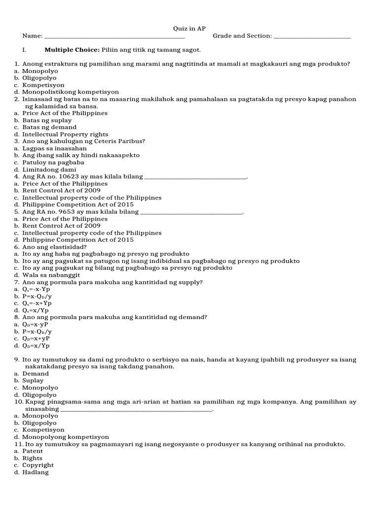 Q2 Quiz in AP | PDF