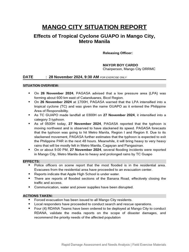 Mango City Typhoon GUAPO Report | PDF