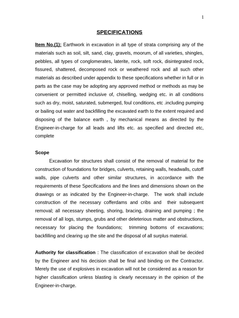 Detailed Specifications Civil Works Scrutinised | PDF | Concrete | Pipe ...