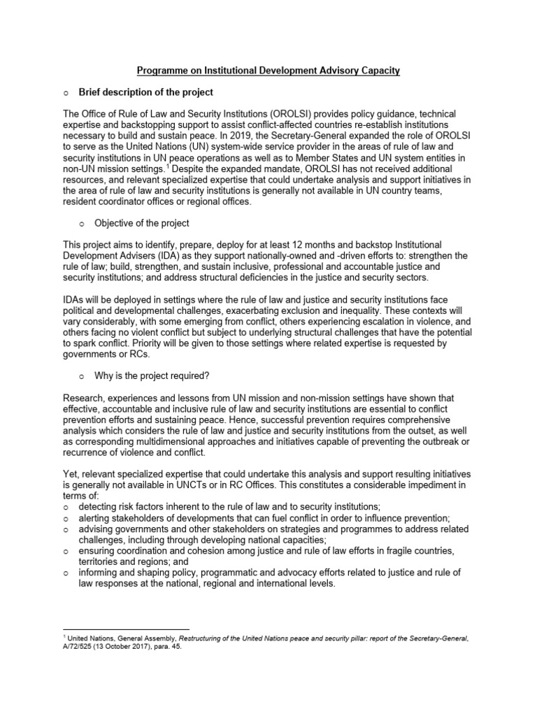 Institutional Development Advisory Program | PDF | United Nations ...