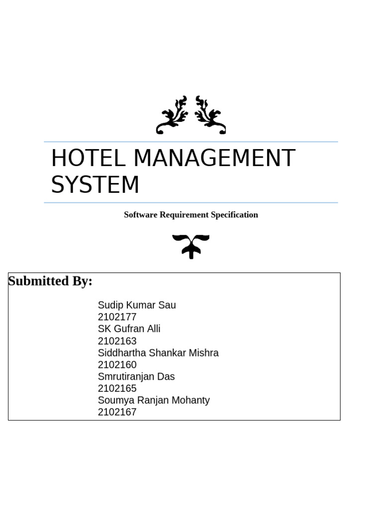 Hotel Management System SRS Document | PDF | Databases | World Wide Web