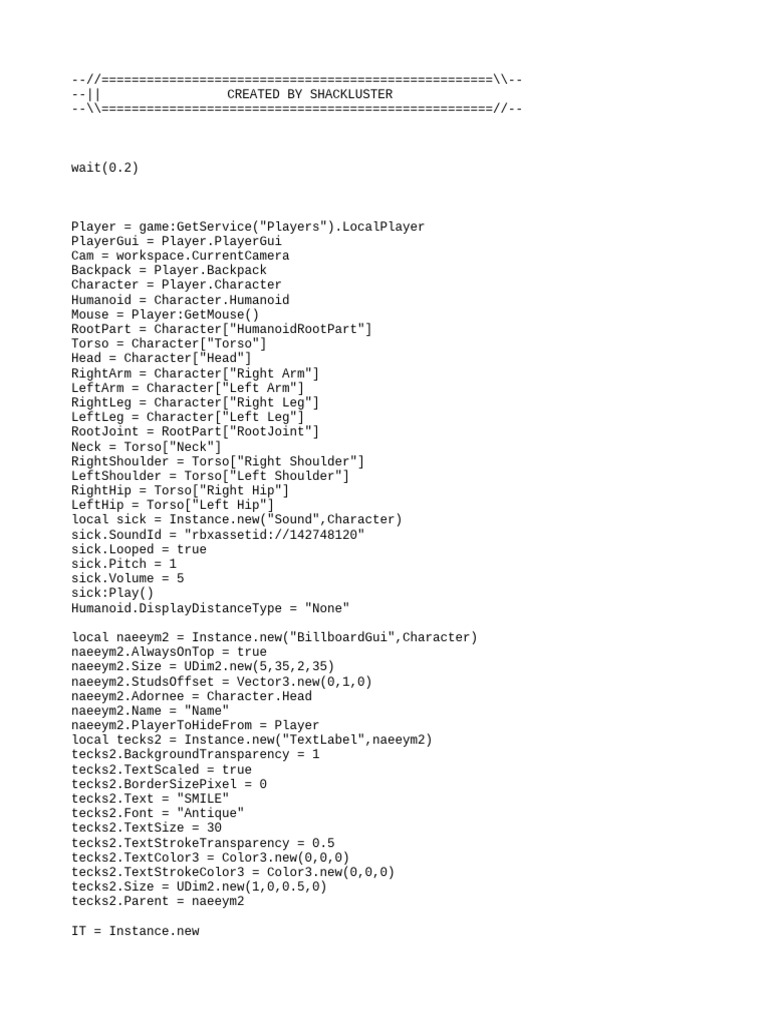 Smile Script for Roblox by Shackluster | PDF