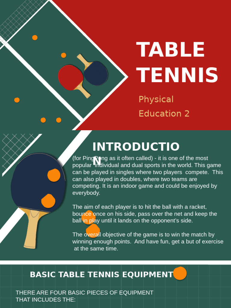 Table Tennis Basics and Equipment Guide | PDF
