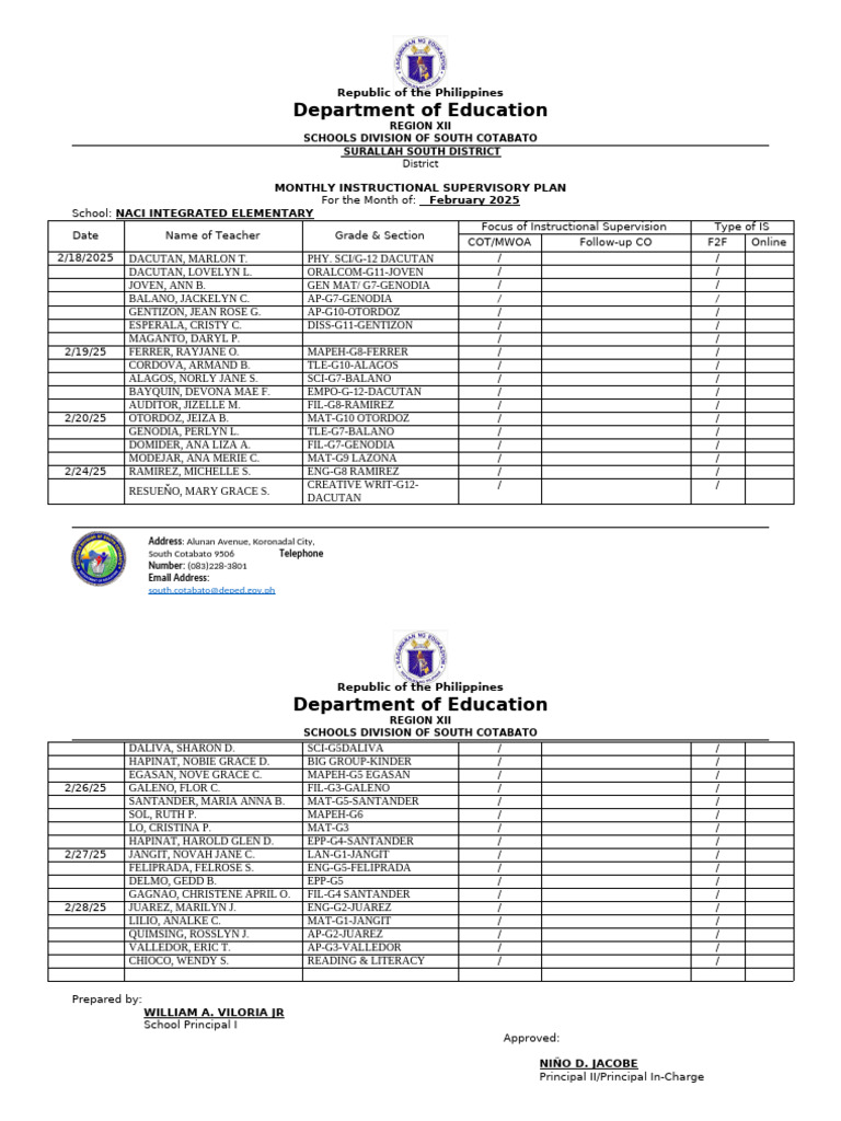 February 2025 Instructional Plan South Cotabato | PDF