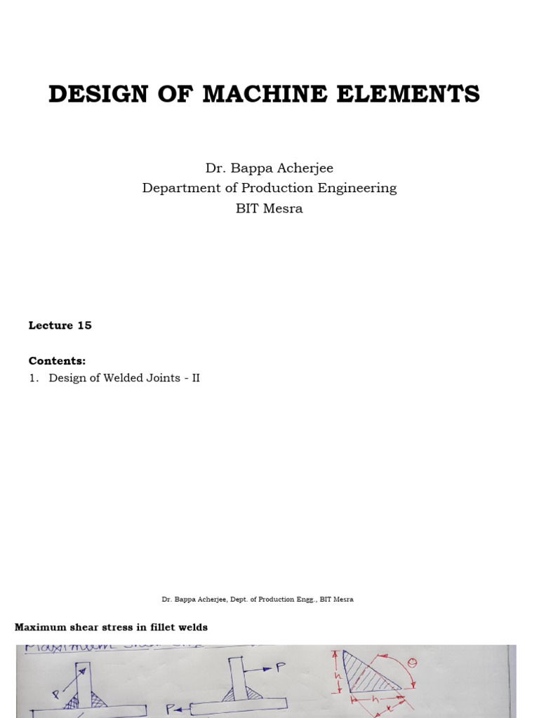 Design of Machine Elements (Mod 2) - DR Bappa Acherjee - Lecture 6 ...