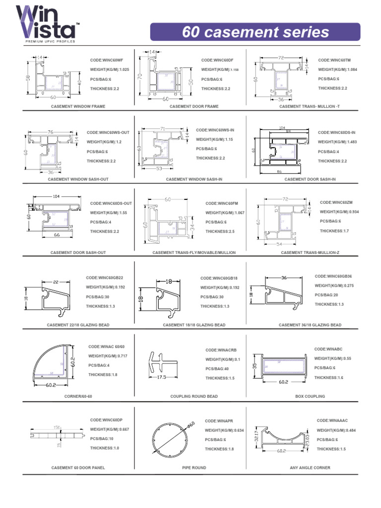 WinVista UPVC 60 Casement Series | PDF | Window | Building Engineering