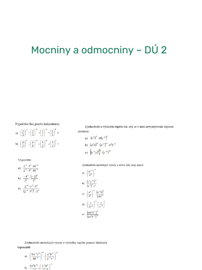 Príklady 02 Mocniny A Odmocniny | PDF