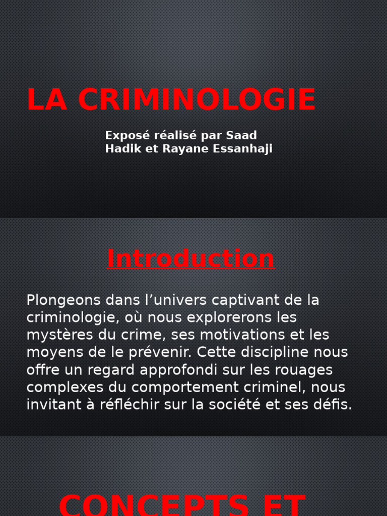 Introduction à la criminologie et ses enjeux | PDF | Crimes | Crime et ...