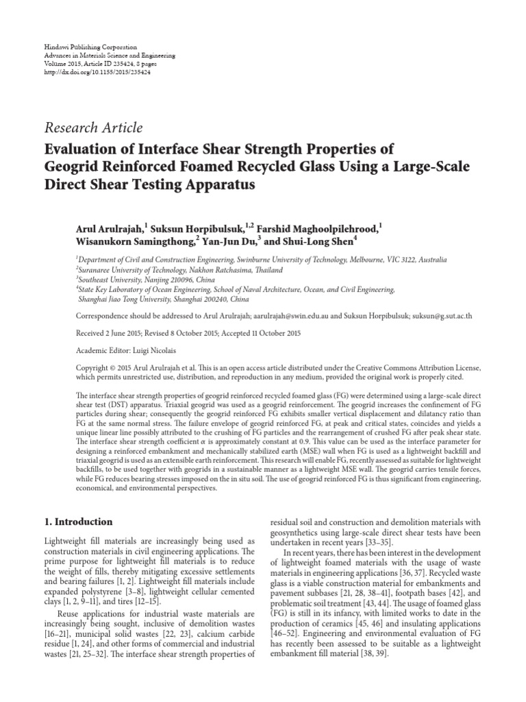 Evaluation of Interface Shear Strength Properties | PDF | Strength Of ...