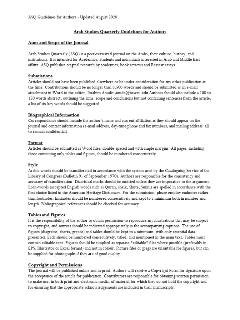 ASQ Author Submission Guidelines | PDF | Quotation Mark | Copy Editing