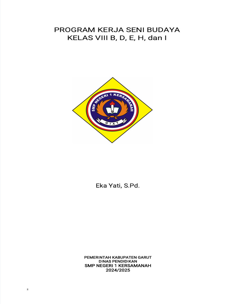 Program Kerja Seni Budaya Kelas VIII | PDF