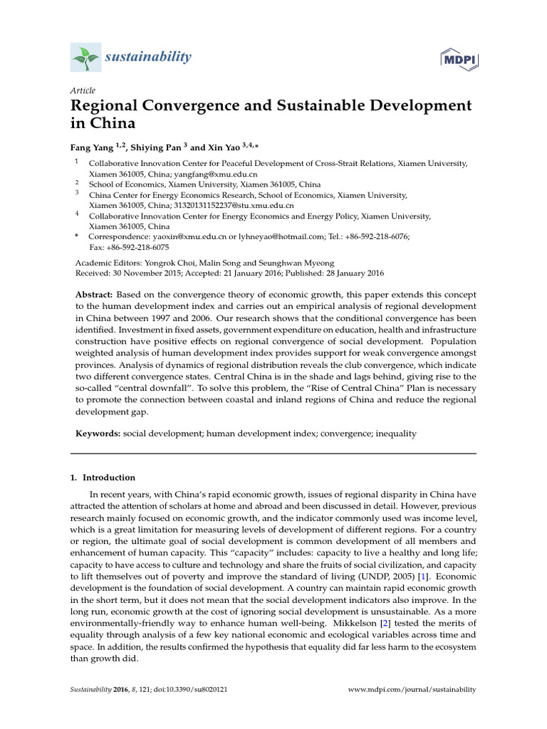 Regional Convergence and Sustainable Development I | PDF | Economic ...