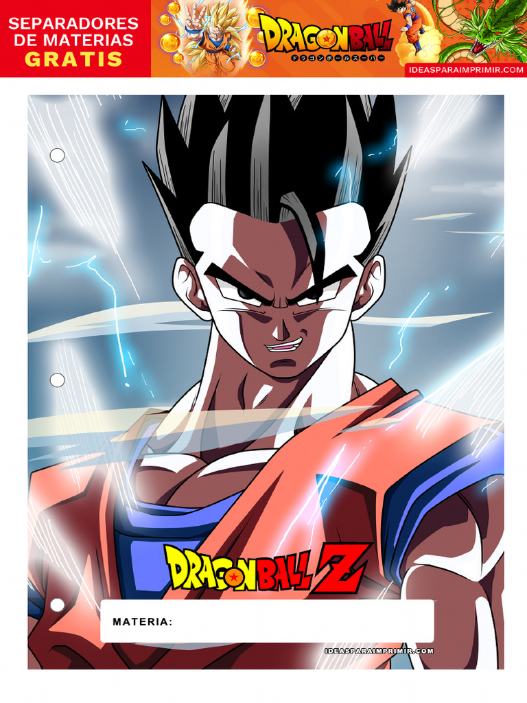 Separador de Materias para Carpeta Dragon Ball 4 | PDF
