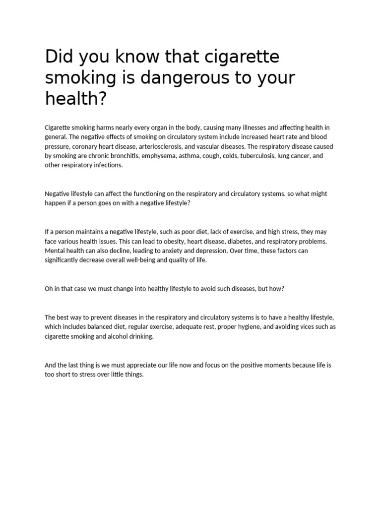 Cigarette Smoking | PDF