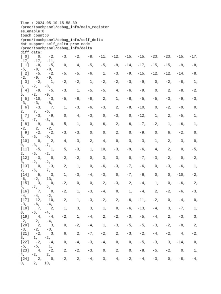 Touchpanel Debug Info Report | PDF | Data | Computer Data