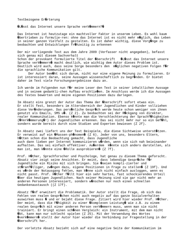 Beispieltext Lässt Das I. Unsere Sprache Verkümmern | PDF