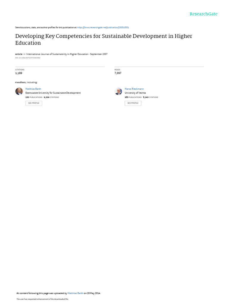 Sustainable Competencies in Education | PDF | Learning ...
