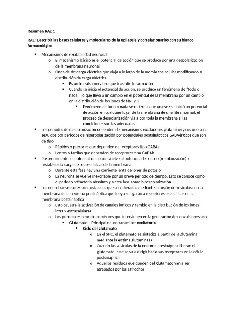 1 Resumen | PDF | Sinapsis | Potencial de acción