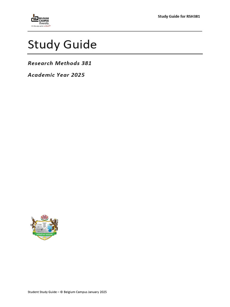 RSH381 Research Methods Study Guide | PDF | Hypothesis | Methodology