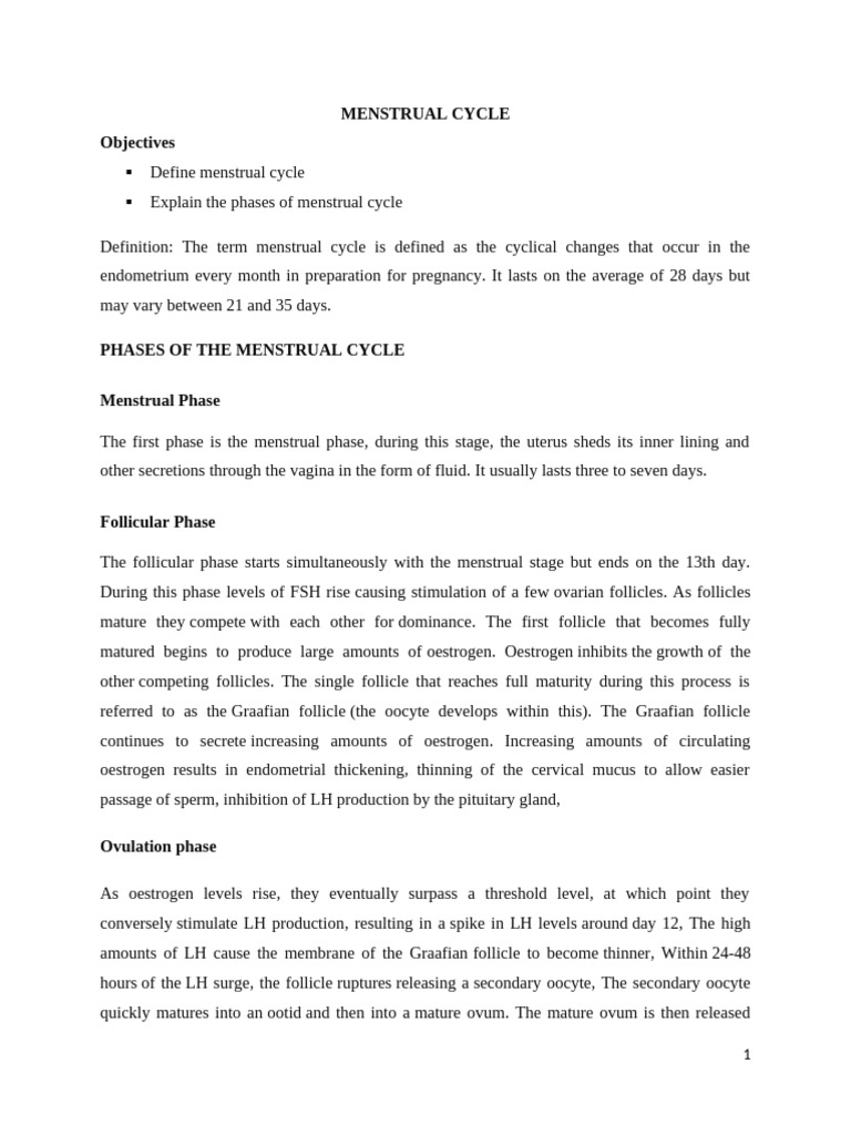 Menstrual Cycle and Menstrual Disorders-1 | PDF | Menstrual Cycle ...