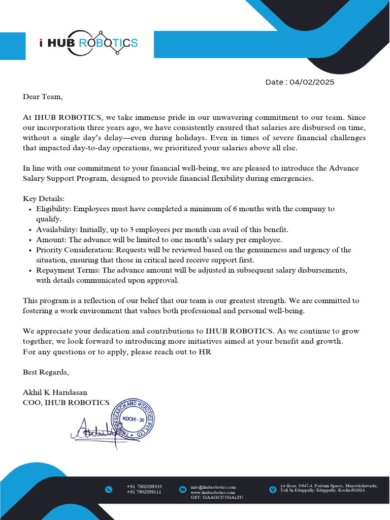 Advance Salary Support Program Details | PDF