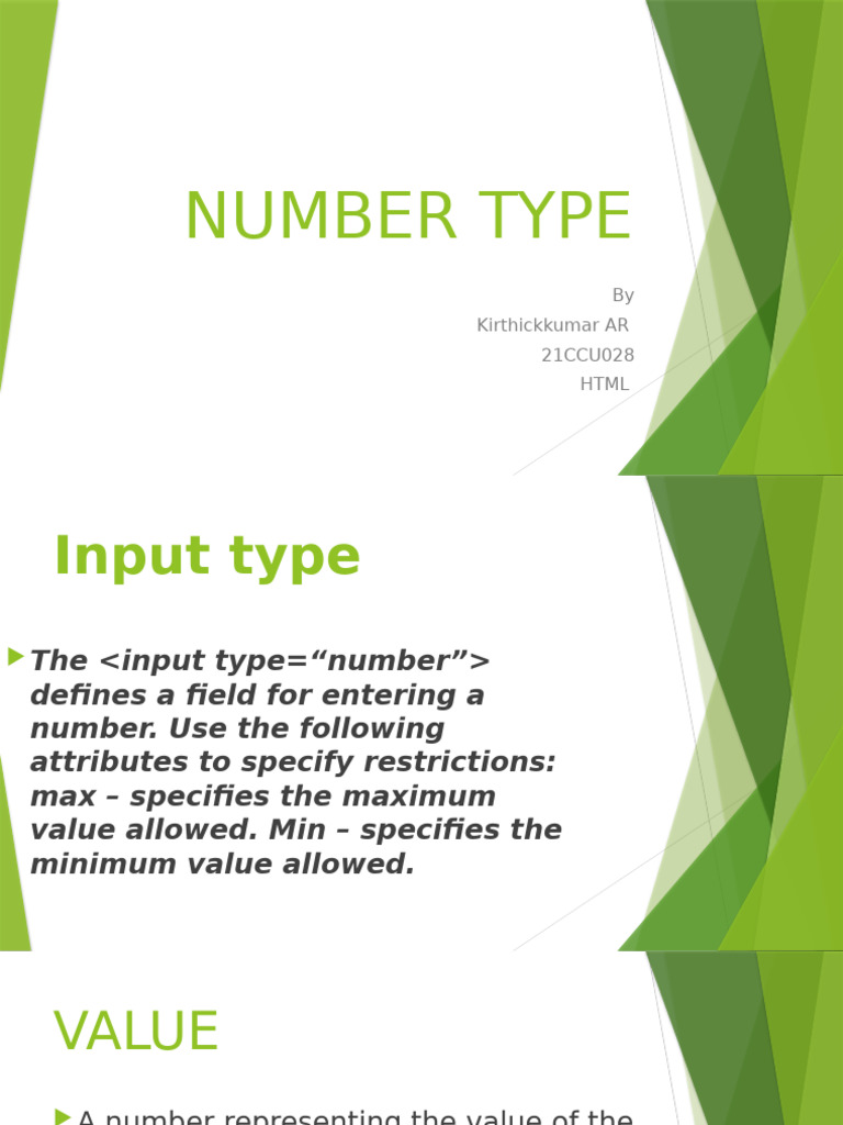 Number Type: by Kirthickkumar AR 21CCU028 HTML | PDF
