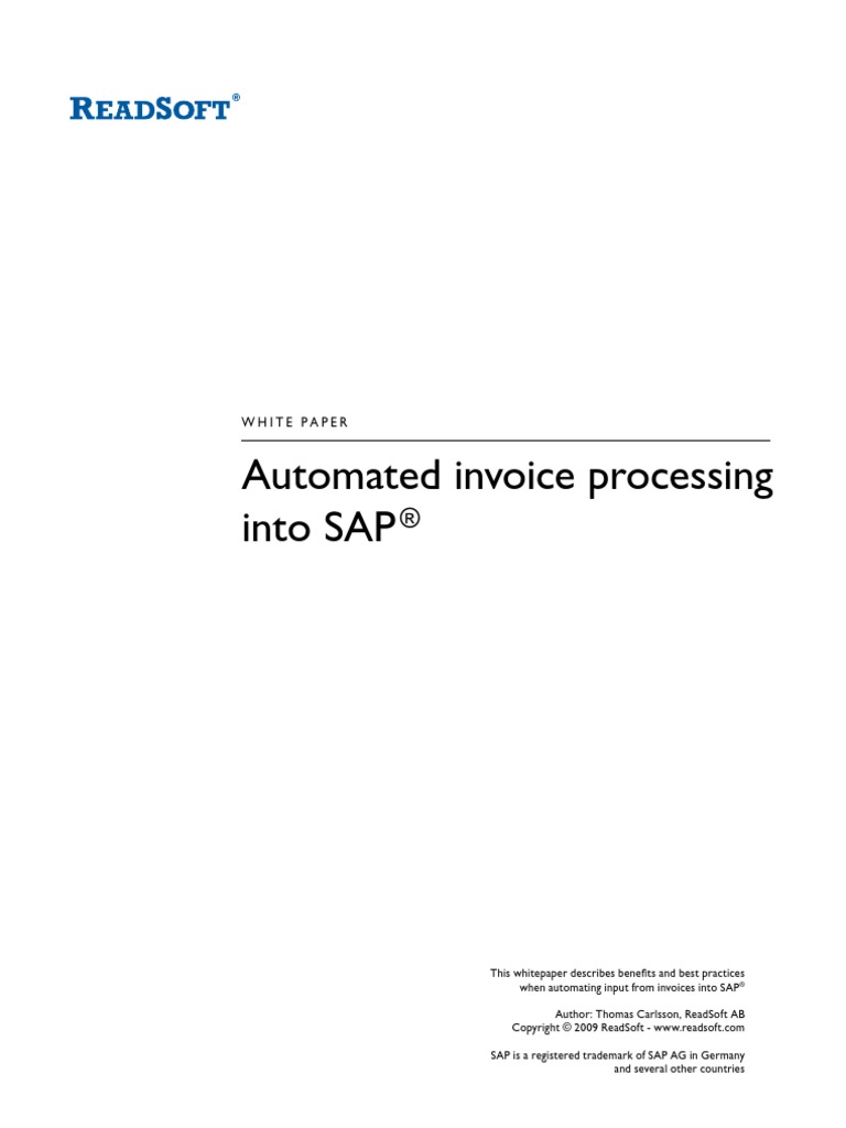 Automated Invoice Processing Into Sap | PDF | Accounts Payable | Automation