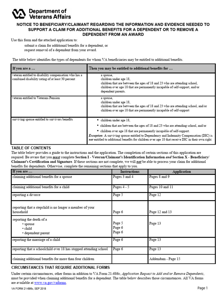 VA Form 21-686c: Claiming Dependent Benefits | PDF | United States ...