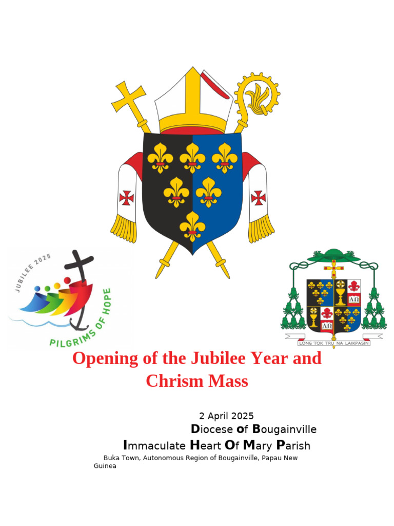 Diocese of Bougainville Opening of The Jubilee Year and Chrism Mass ...
