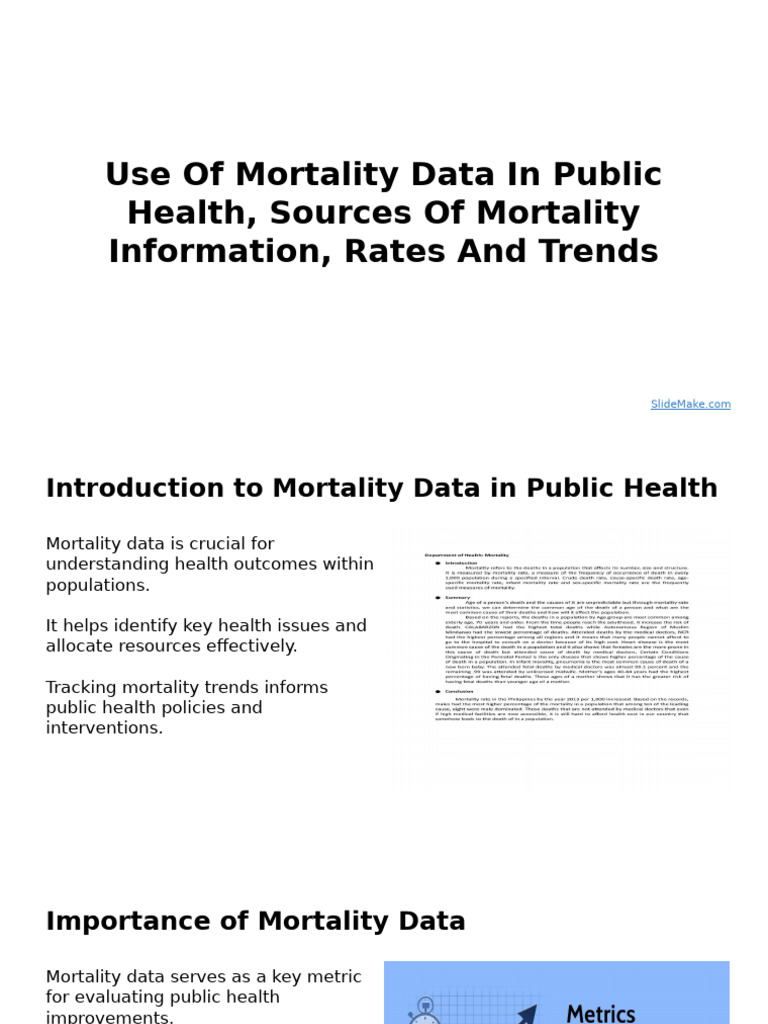 Use of Mortality Data in Public Health, Sources of Mortality ...