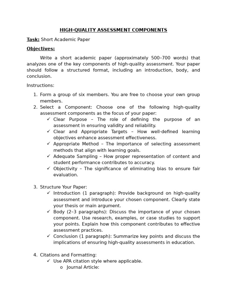 Task Short Academic Paper Pdf Citation Apa Style