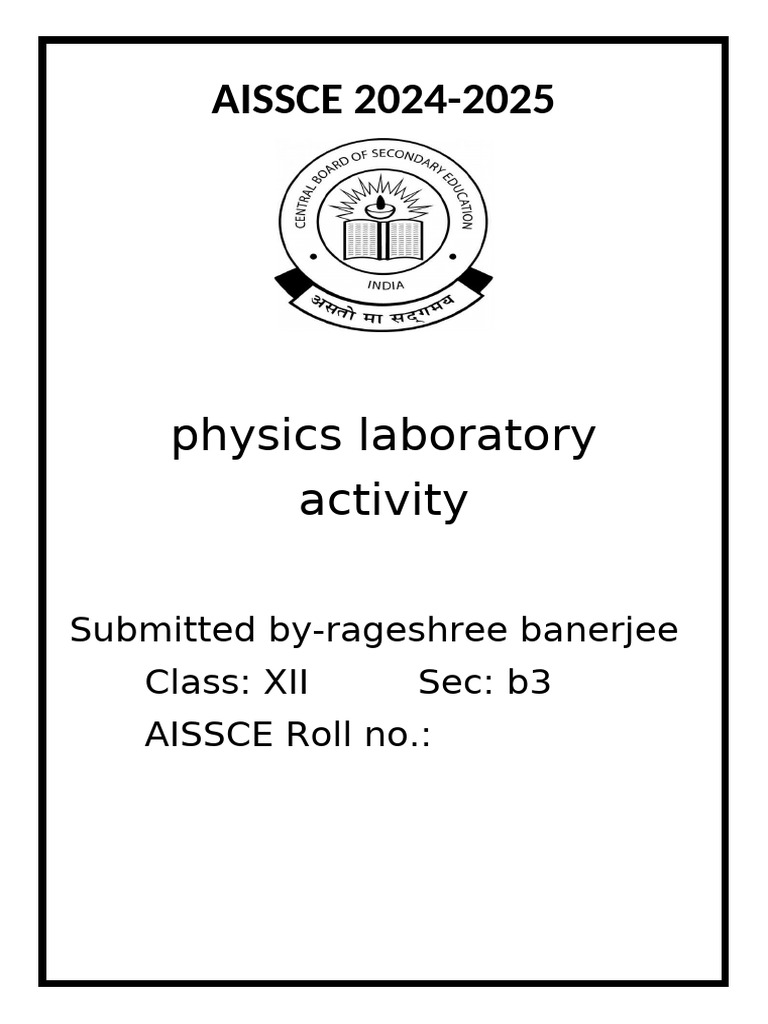 PROJECT FRONT PAGE-3 (4) Cover Page Phys | PDF