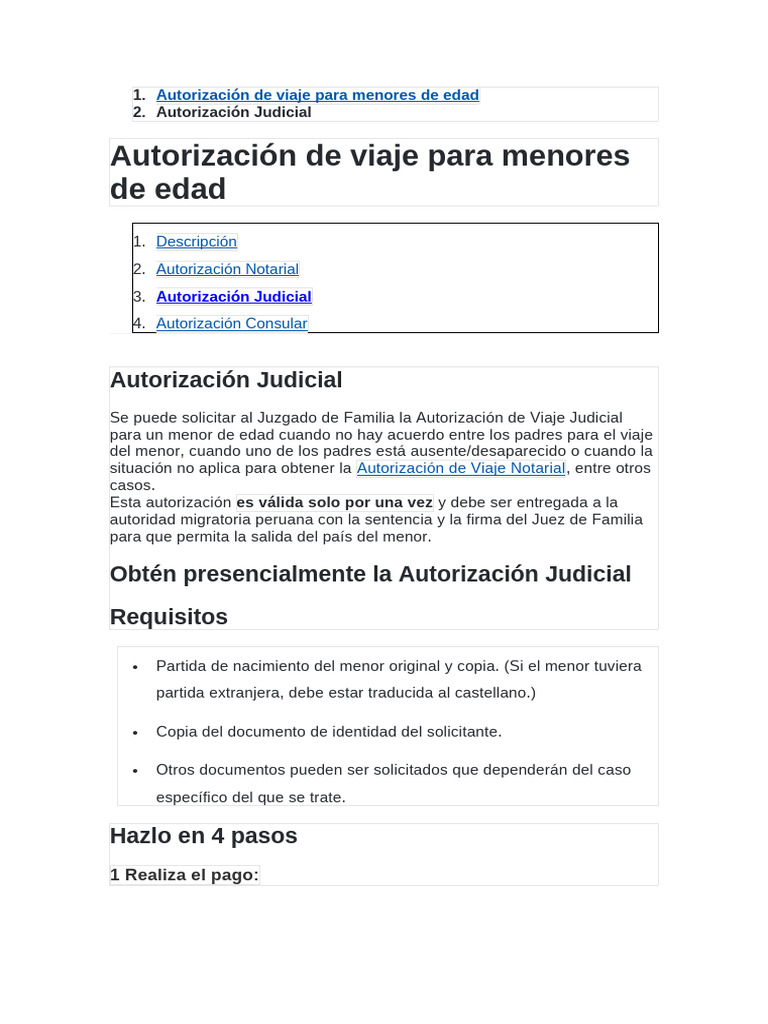 Autorización de Viaje para Menores de Edad | PDF