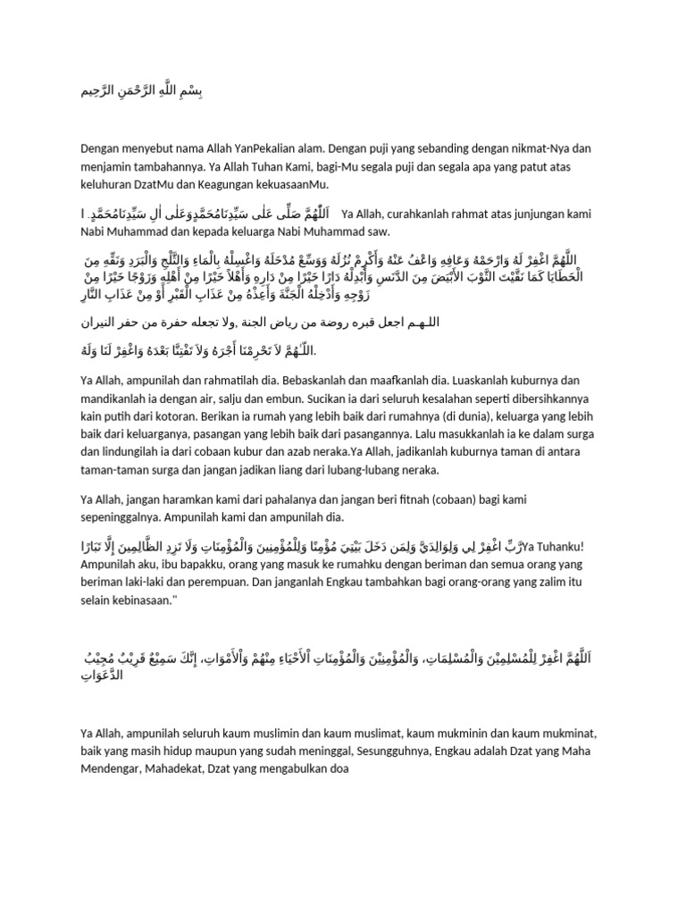 Doa Setelah Sholat Jenazah PDF