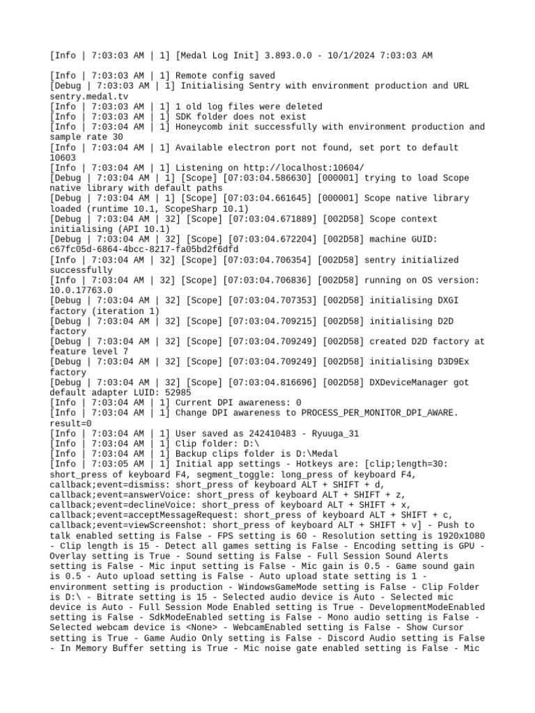 Medal App Initialization Log 3.893.0.0 | PDF | Computing | Computer ...