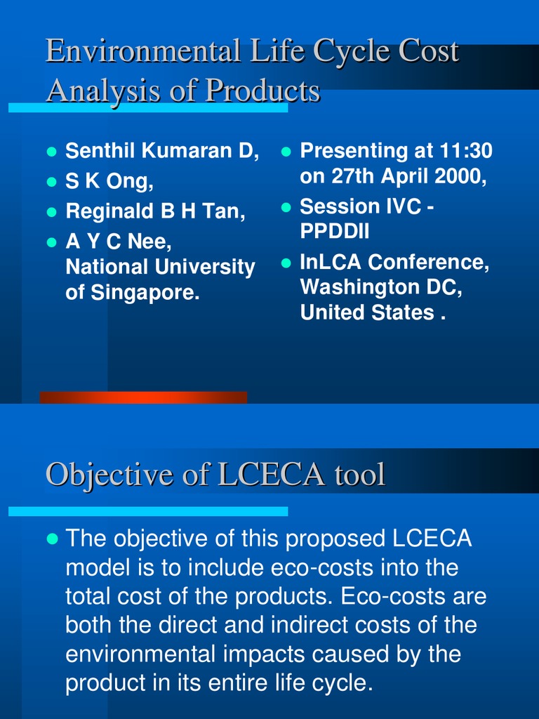 Environmental Life Cycle Cost Analysis of Products | PDF | Life Cycle ...