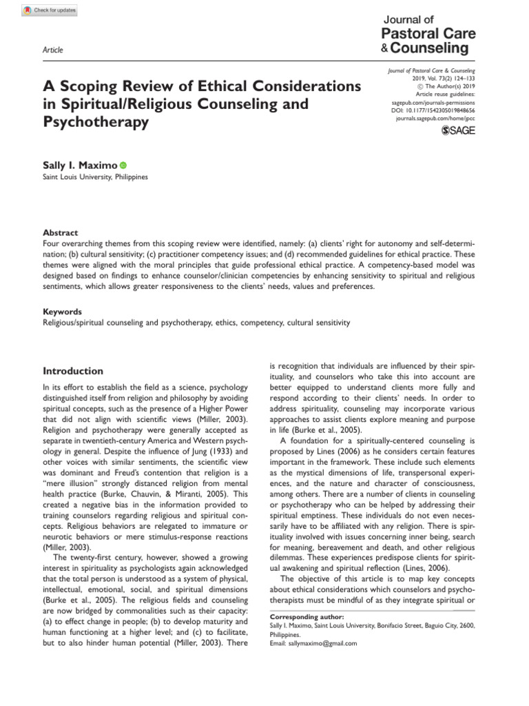 Ethical Issues in Spiritual Counseling | PDF | Psychotherapy ...