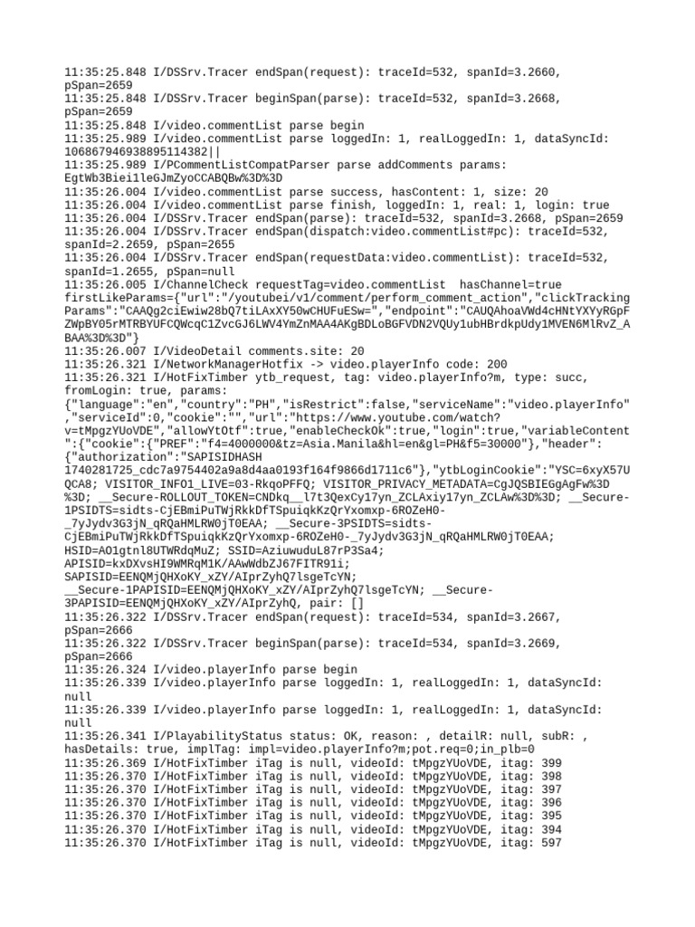 Video Comment List Parsing Log | PDF