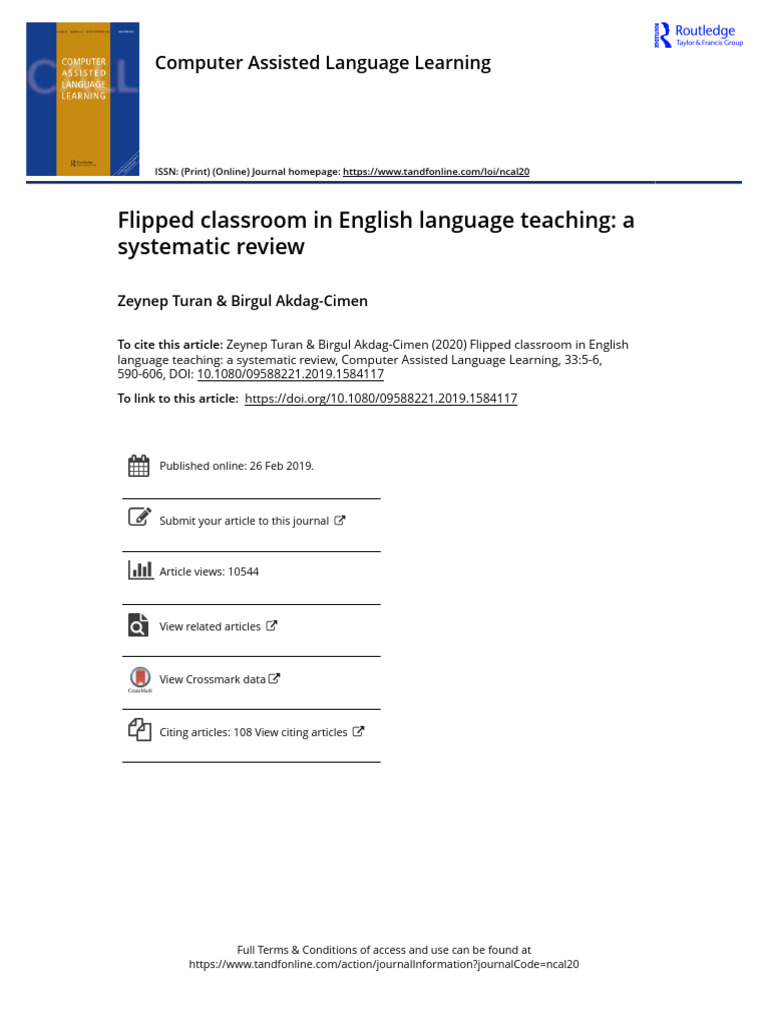 Flipped Classroom in ELT: Systematic Review | PDF | English As A Second ...